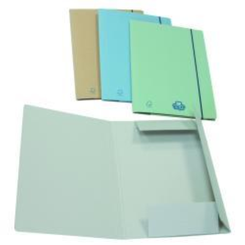BREFIOCART ECO NEW CARTELLE C/ ELASTICO 3 LEMBI IN CARTONCINO ECOLOGICO 250X350MM A4 COL. AZZURRO CONF 20 Pz.